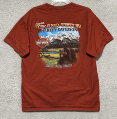 2013 Harley Davidson Grand Teton Idaho Falls Tee Cyan Biker Graphic Shirt Size L