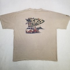 Tiki’s Grill & Bar Hawaiian T-Shirt Men’s Size XL Beige Short Sleeve Crew Neck