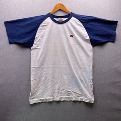 Vtg Nike White Tag T Shirt Mens XL Two Tone Navy Embroidered Logo USA SS 90s