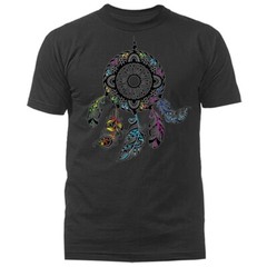 Beautiful Black Dream Catcher Native American Boho Feather T-shirt