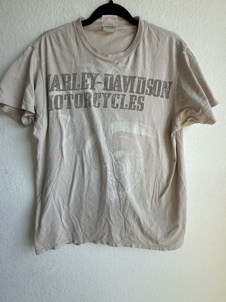 Harley-Davidson Vintage 2012 Laugermans York PA T-Shirt Size L Beige USA