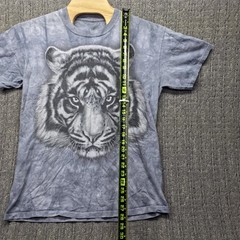 Liquid Blue White Tiger Face T-Shirt Men’s Large Grey Tie Dye Big Print Animal
