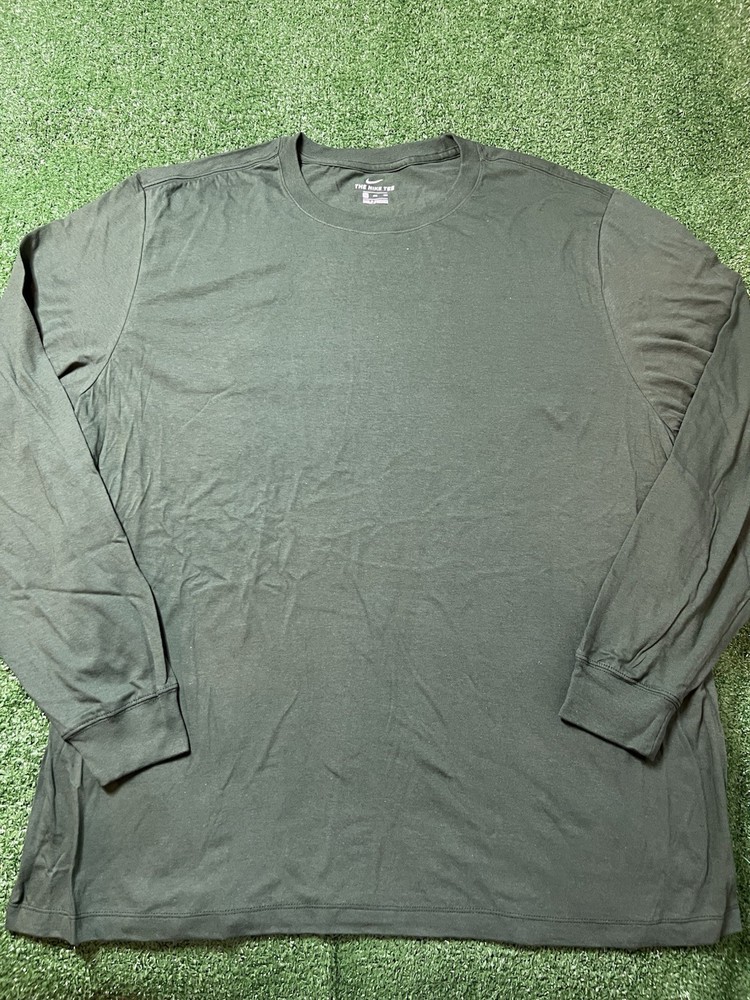 Nike Standard Fit Green Big And Tall Plain Blank Irregular Long Sleeve Size 4XL