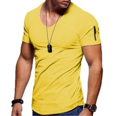 Mens Muscle Top Slim Fit Gym T Shirt V Neck Short Sleeve Plain Casual Tee Shirts