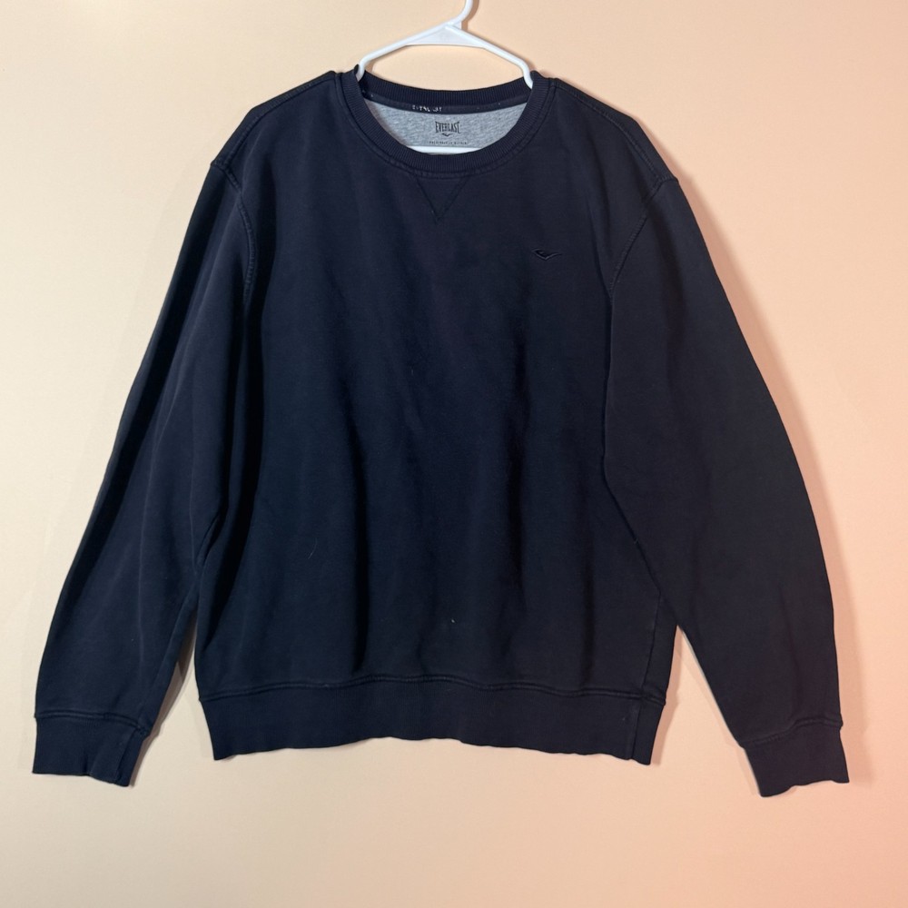 Everlast Cotton Crew Neck Sweatshirt Sweater Black Pullover Men’s Size Large L
