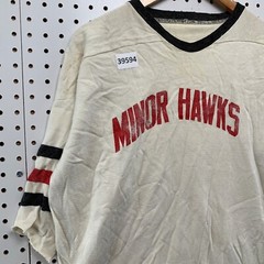 Vintage Minor Hawks Hockey Jersey Mens Large Beige TRUE Vintage Made uSA