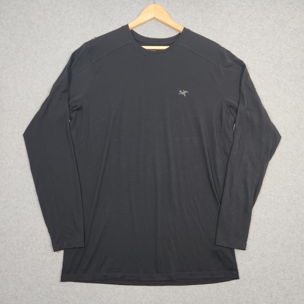 Arcteryx Shirt Mens Large Black Ionia Merino Wool Base Arcword Outdoors Hiking *