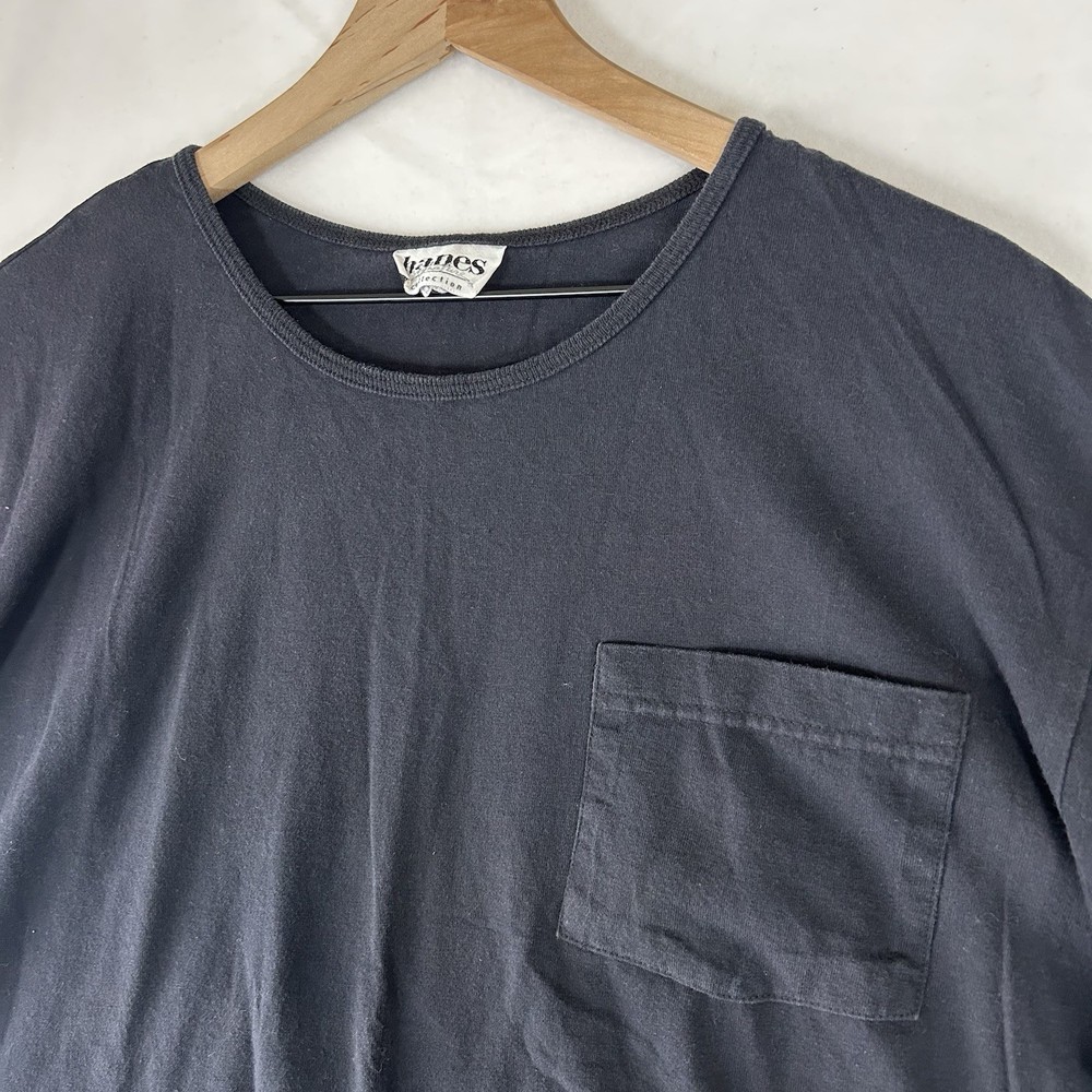 Vtg Hanes Signature T Men’s Pocket T-Shirt XL Black Short Sleeve USA Made