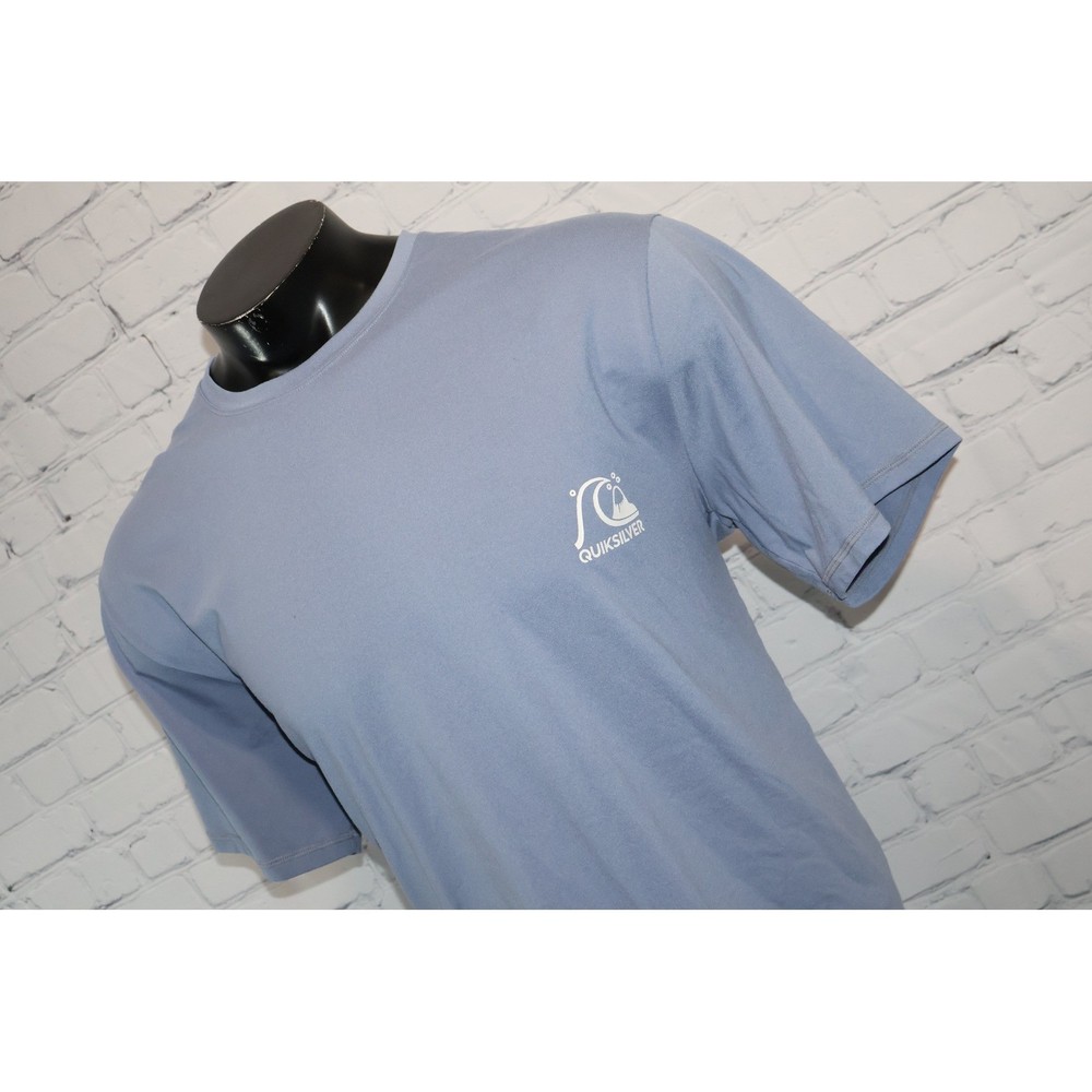 Quiksilver Sun Shirt Mens XL Blue Moisture Wicking Surf Tee Nylon Spandex Swim