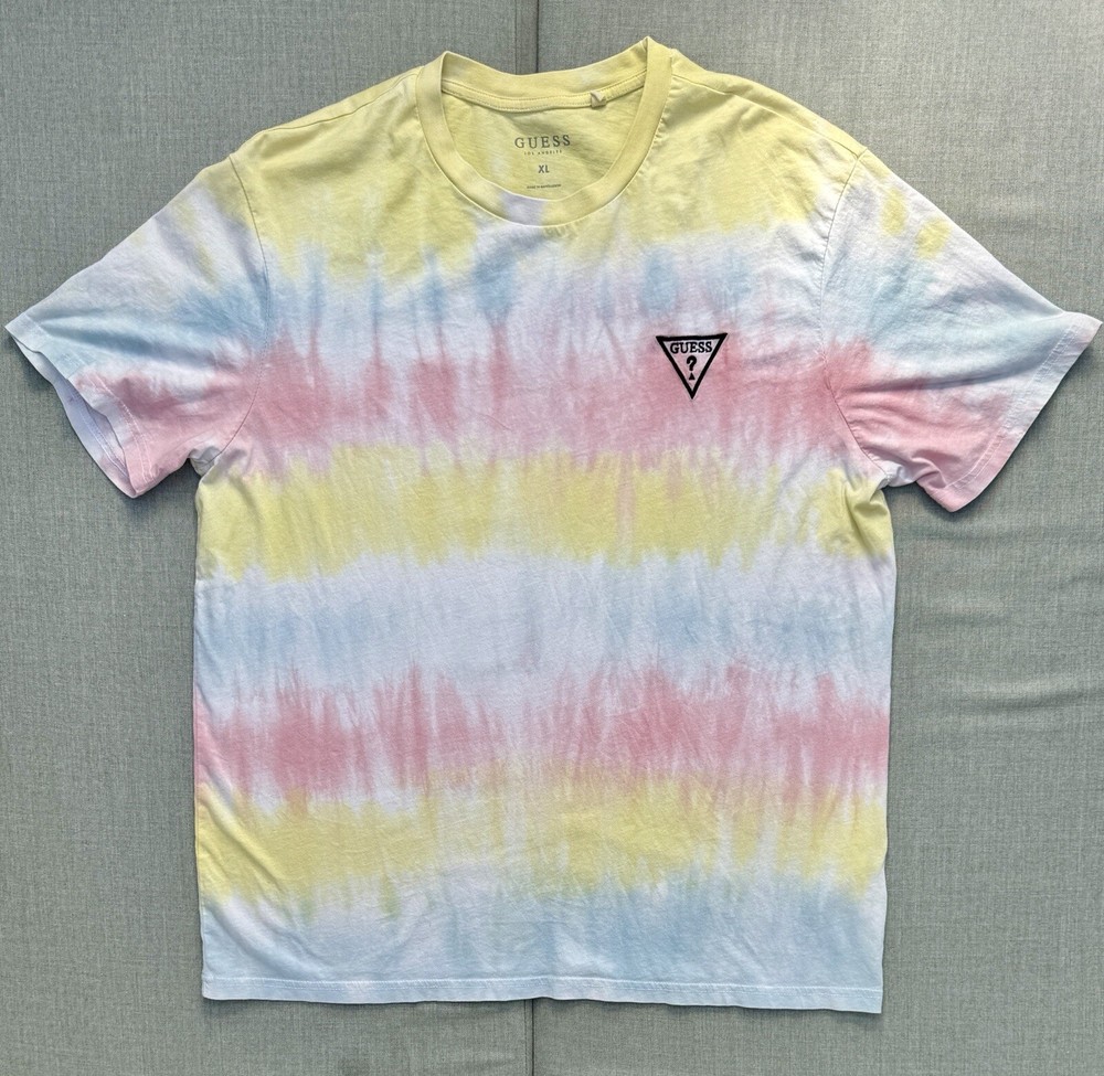 Guess Jeans Short Sleeve Pastel Tie Dye Mens Shirt Size XL Men’s 90s Vintage
