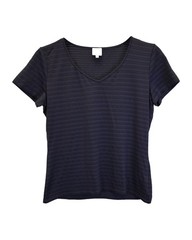 Armani Collezioni Striped V-Neck T-Shirt In Polyamide Women Black Size 10