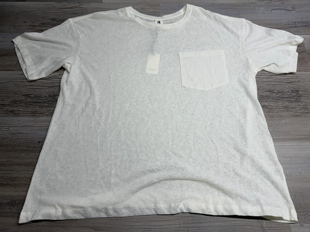 Flawless Men’s White Linen Blend Pocket Tee Shirt XL NWT Relaxed Fit Crewneck