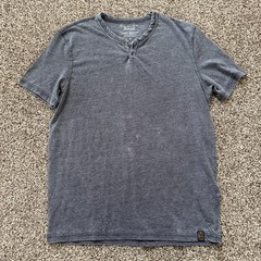 Lucky Brand Venice Burnout Henley Tee Shirt Gray Men’s M Lightweight Stretch