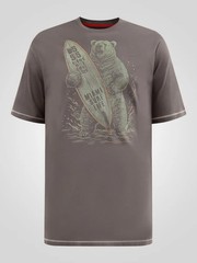 D555 Duke Big Mens Printed T-Shirt Surfing Bear Khaki Plus Size 2XL-10XL 601904