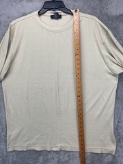 Toscano Mens Ribbed T-Shirt Large Beige Short Sleeve Pullover Crew Made in Italy