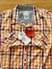 Request Jeans Shirt For Men Size: 2XL Color: Orange