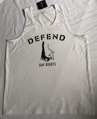 Defend Paris Peace Kitson Graphic Sleveless White Tank ” Defend Gay Right” Sz XL