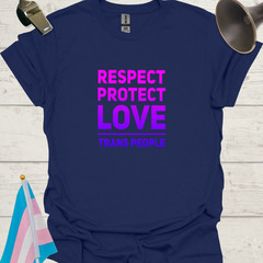 Unisex T-Shirt Respect, Protect Trans People LGBT – pink-purple