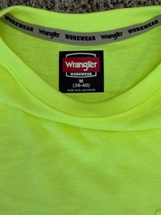 New Wrangler Workwear Men’s Hi-Vis Yellow Heavyweight T-Shirt Tee Pocket MEDIUM