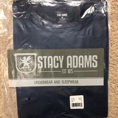 Stacy Adams Navy Stretch Polyester & Spandex Blend Pull Over Shirt Medium NEW
