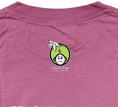 Life Is Crap • Out Of Wine • Humorous Sign & Wine Glass T-shirt Size Large Pink