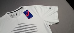 Asics White T Shirt Men Size XL SD Graphic SS Top Running Casual Reflective D1