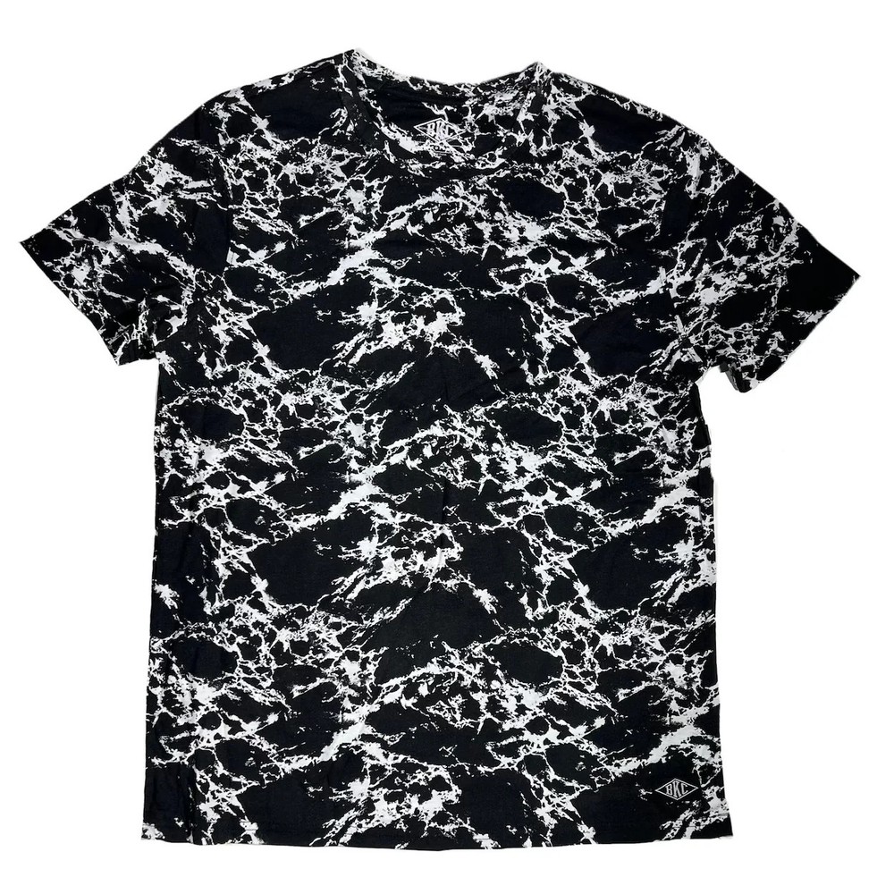 BKC Men’s Marble Design T-Shirt – Medium Size (Black & White Print)