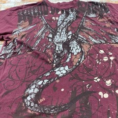 Request Shirt Adult Extra Large Red Y2K Dragon Vintage Graphic Tee Mens