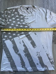 WEATHERED AMERICAN FLAG Lightweight Long Sleeve T Shirt Tee LIGHT GRAY MEDIUM
