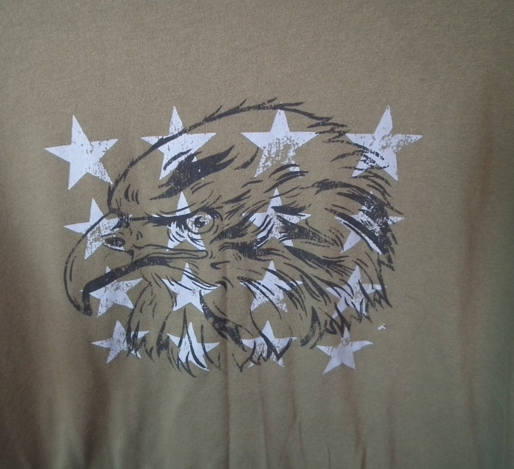 Men’s Size XL Army Green Eagle Head and Stars Cotton and Polyester Blend