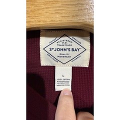St John’s Bay Thermal Shirt Mens L Burgundy Excellent Waffle Knit Long Sleeve