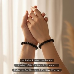 Black Tourmaline Beaded Bracelet – Genuine 8mm Gemstone Stretch Bracelet for …