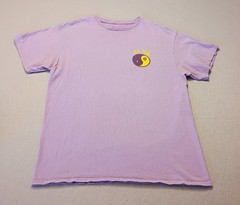 ALAB Shark on a Skateboard Purple Tee T-Shirt Size L Short Sleeve Distressed