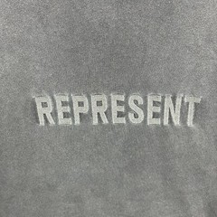 Represent Shirt Mens Medium Grey Oversized Crew Neck Logo Spell Out Faded Top