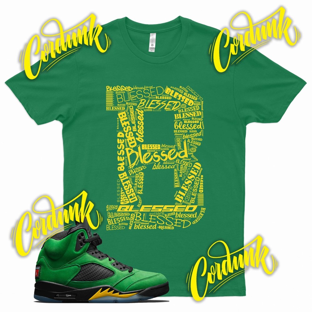Green BE BLESSED T Shirt for J1 5 Oregon Ducks Apple Green Elevate Yellow