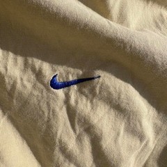 Nike Cream T-Shirt With Blue Swoosh Embroidered Logo