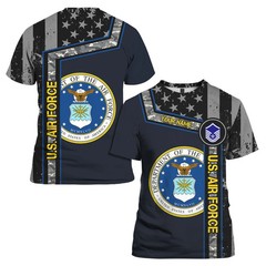 Custom 3D All Over Prints T-Shirt, Personalized Name And Military Logo HS637