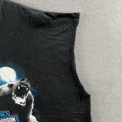 Vintage Harley Davidson Tank Top Mens 2XL Black Wolf Bear Sleeveless Cropped 90s