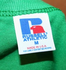 Vintage 80s RUSSELL ATHLETIC Green Basic 50/50 T-SHIRT Adult M Single Stitch NOS
