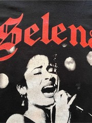Official Selena Quintanilla Graphic T-Shirt Black/Red Gothic Font Large Unisex