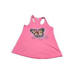 Ideal Womens XXL Pink Butterfly Graphic Racerback Tank Top True Colors NWOT