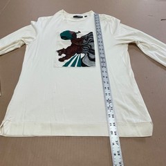 Murano Liquid Luxury Mens Medium Ivory Slim Fit Long Sleeve Shirt Graphic Patch