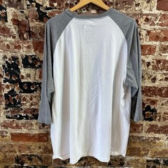 Nike Just Do it Gray White 3/4 Sleeve Baseball T-Shirt Graphic Mens 2XL