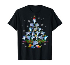 Cute Dolphin Christmas Tree Pet Dolphin Lover Christmas T-Shirt Full Size