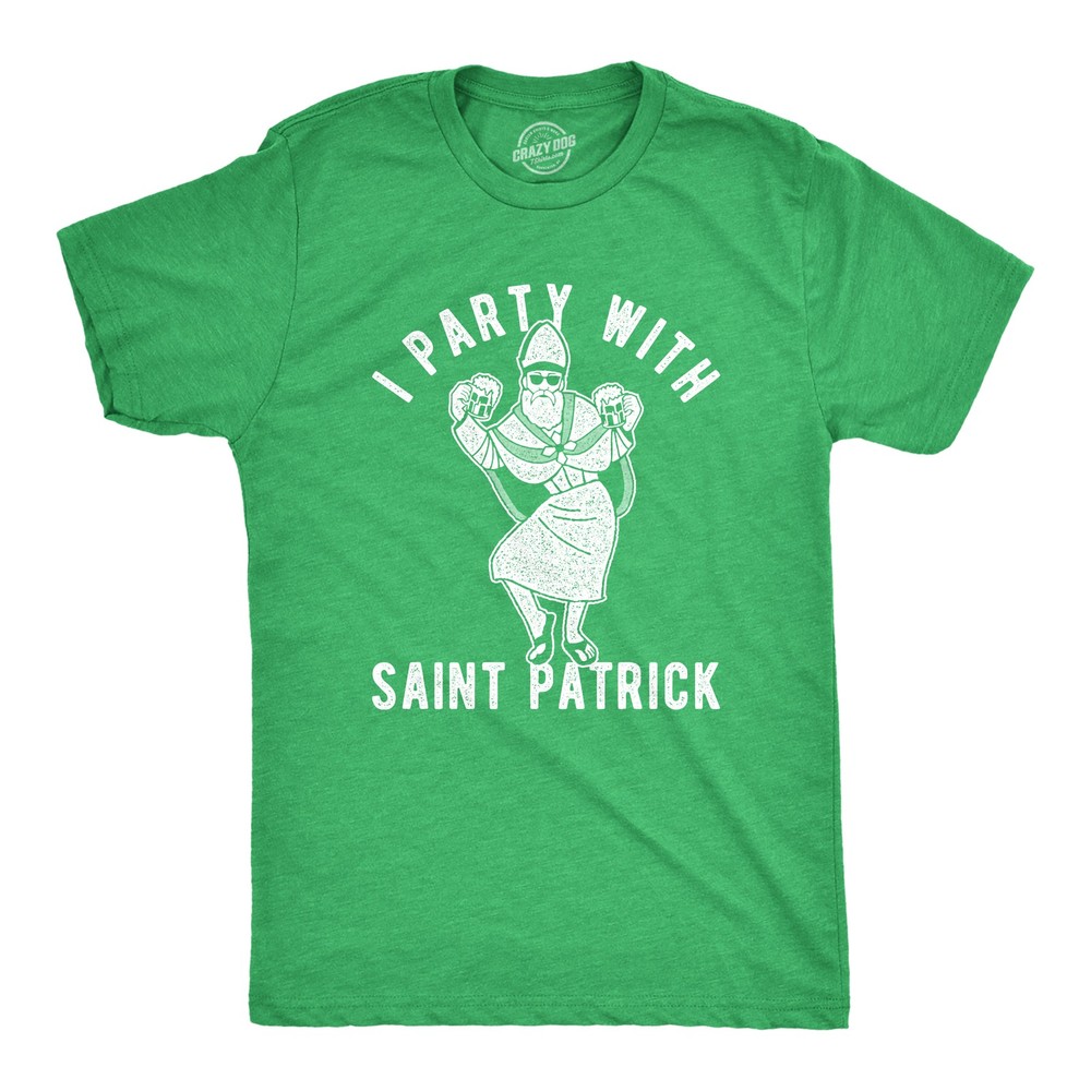 Mens Party With St Patrick T Shirt Funny Saint Patricks Day Parade Drinking