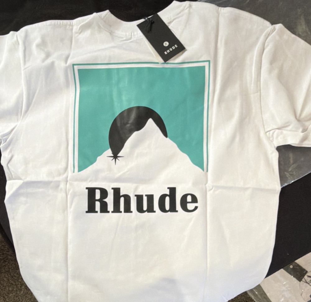 RHUDE Men’s M White Graphic Logo T-Shirt Short Sleeve Crew Neck NWT