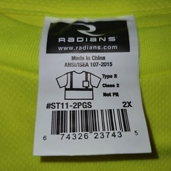 RADIANS Rad Wear Ansi Class 2 Hi Vis Green Safety T-shirt 2xl
