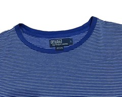 Vintage Polo Ralph Lauren T-Shirt Mens L Blue Striped Short Sleeve Cotton 90s