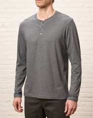 Pact Shirt Mens Large Gray Organic Cotton Softspun Long Sleeve Henley Casual