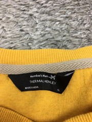Members Mark Thermal Henley Shirt Mens Size XL Yellow Long Sleeve #@